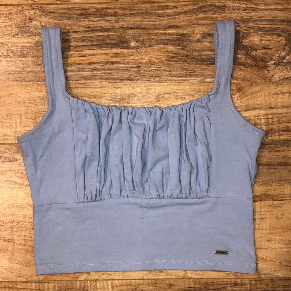 Hollister Light Blue Ruffle Cropped Tank